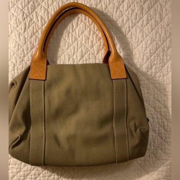 Dooney & Bourke Olive Satchel with Tan Leather Trim - Picture 4 of 8